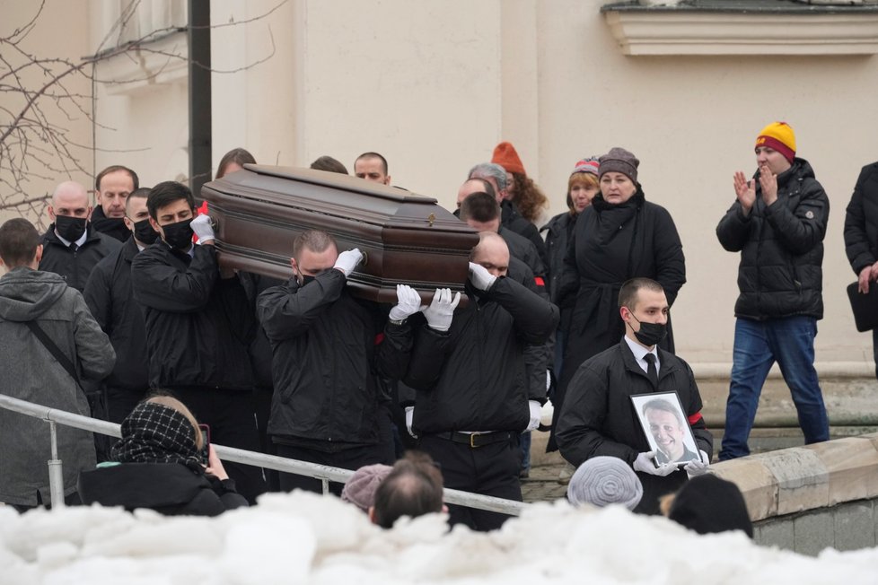 Pohřeb Alexeje Navalného v moskevském kostele (1. 3. 2024).