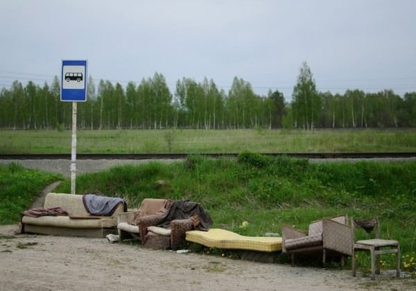 Typicky ruská autobusová zastávka.