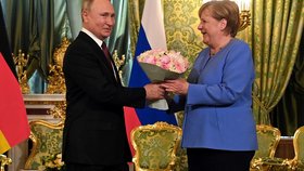 Německá kancléřka Angela Merkelová s ruským prezidentem Vladimirem Putinem