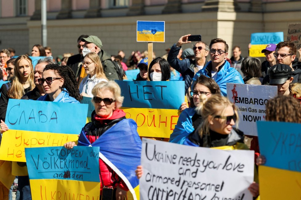 Válka na Ukrajině: Protesty proti ruské agresi v Německu (16.4.2022)