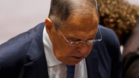 Ruský ministr zahraničí Sergej Lavrov na shromáždění OSN (23.9.2026)