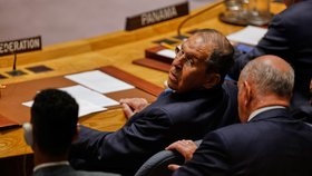 Ruský ministr zahraničí Sergej Lavrov na shromáždění OSN (23.9.2026)