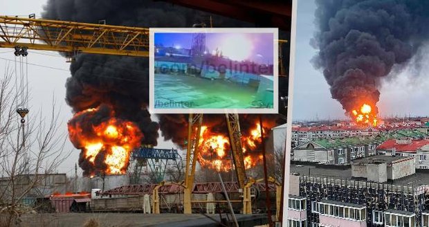 Ukrajinská odveta a obří požár v Rusku: Dva vrtulníky zaútočily na zásobníky s ropou