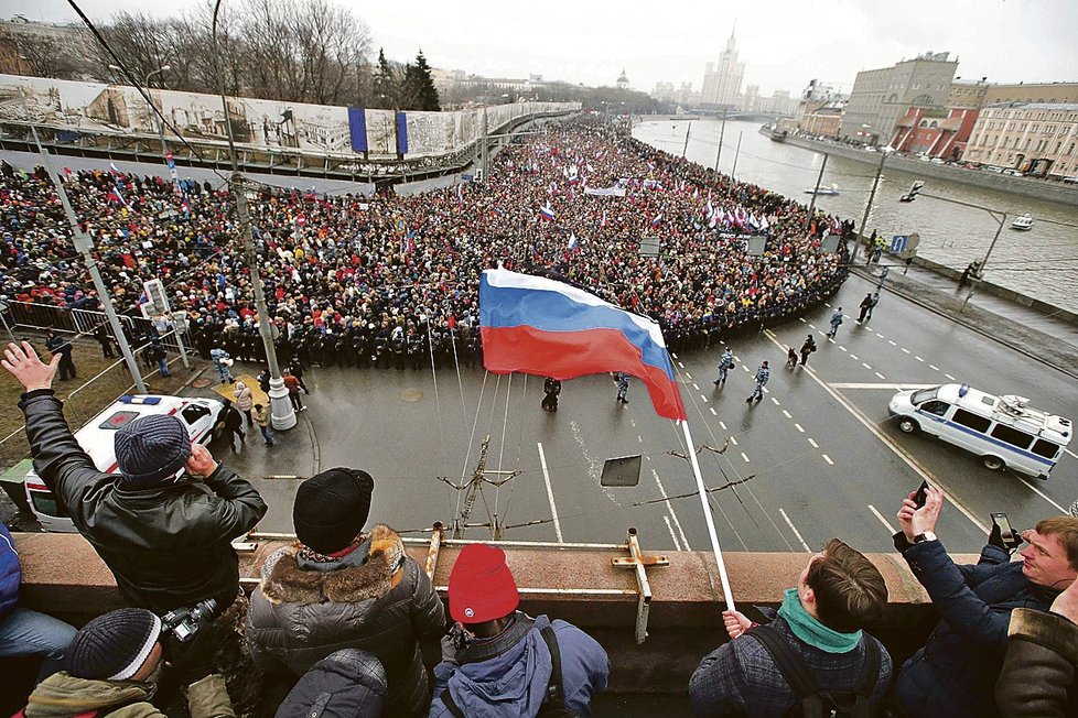 Včerejší demonstrace odpůrců Kremlu v Moskvě.