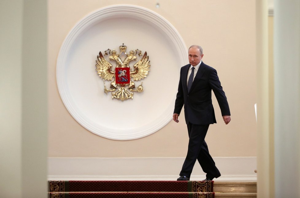 Vladimir Putin krátce před inaugurační ceremonií (7.5.2018)