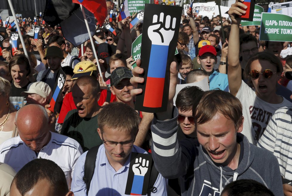 Ruské protesty proti reformě penzí.