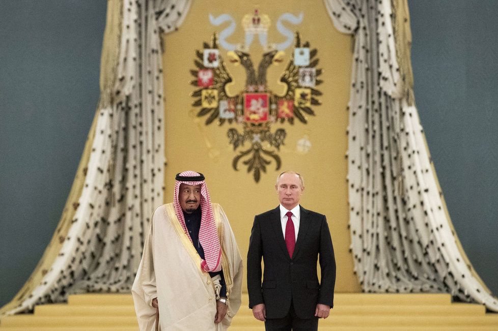Saúdský král Salmán na první oficiální návštěvě Ruska.