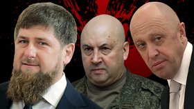 Jevgenij Prigožin, Ramzan Kadyrov a Sergej Surovikin