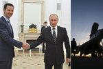 Třináct mrtvých zůstalo v syrské nemocnici, údajně po náletu ruského letectva. Na snímku syrský a ruský prezident.