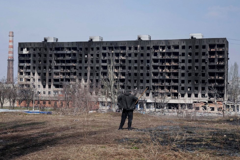 Zdevastované město Mariupol (14. 3. 2022)