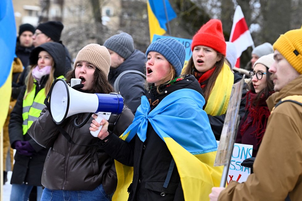 Švédi vyjadřují podporu napadané Ukrajině (24. 2. 2022)