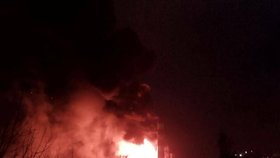 Požár rafinerie v jihoruském městě Tuapse (25. 1. 2024)