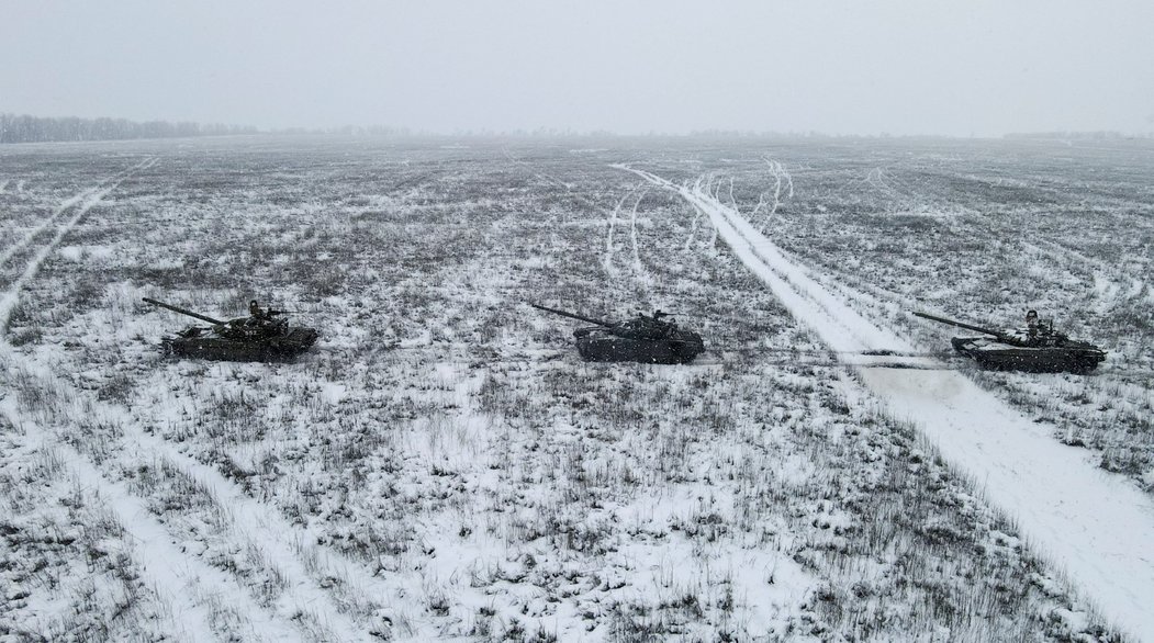 Ruští  vojáci na hranicích s Ukrajinou