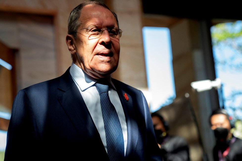 Sergej Lavrov na setkání zemí G20. (8. 7. 2022)