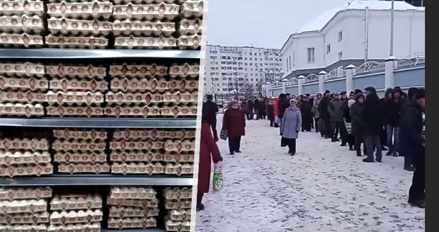 Cena vajec v Rusku nekontrolovatelně stoupá. Na trzích se na ně stojí fronty