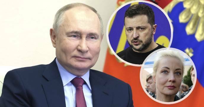 Vladimir Putin vyhrál volby v Rusku. Je opilý mocí, míní Zelenskyj. Navalná volila manžela.