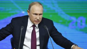 Tradiční několikahodinová tisková konference ruského prezidenta Vladimira Putina, (20.12.2018).