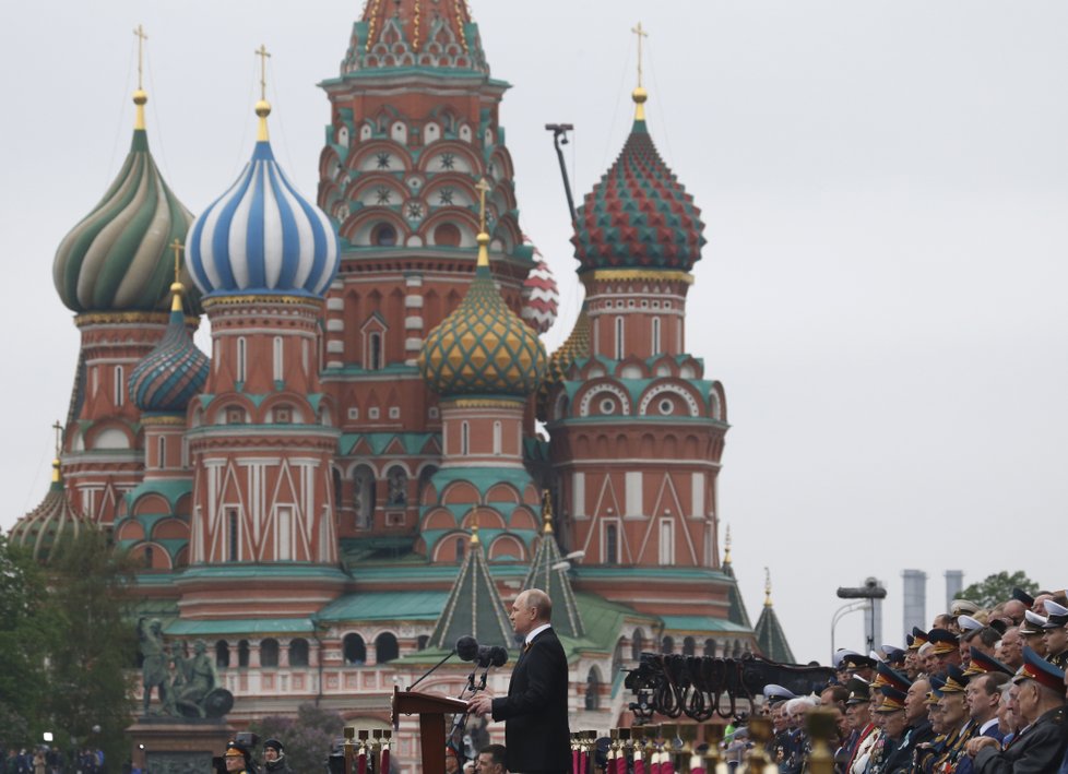 Ruský prezident Vladimir Putin na oslavách konce druhé světové války v Moskvě (9.5 2019)