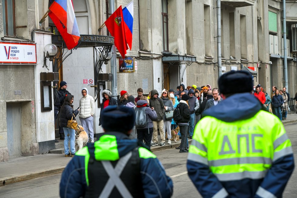 Bezpečnostní opatření před volbami v Moskvě (17. 3. 2024).