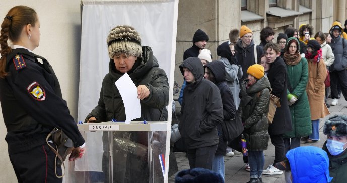 Poslední den ruské volební frašky: Rusové tvoří protestní fronty na počest Navalného. Desítky jich policie zadržela