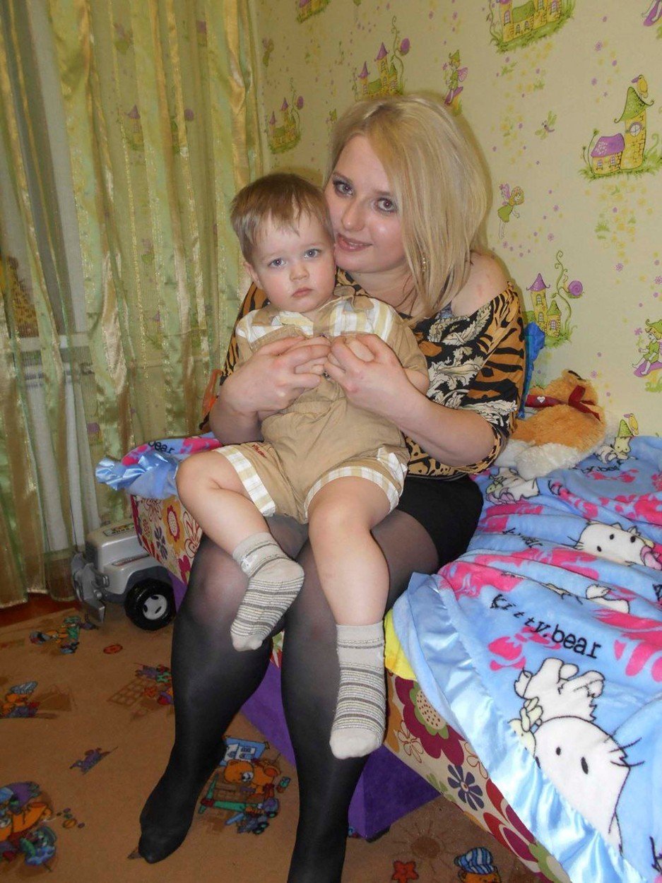 Oxana se svým mladším synem Bohdanem