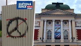 Proti válečným symbolům někteří Rusové protestují.