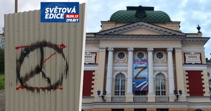 Proti válečným symbolům někteří Rusové protestují.