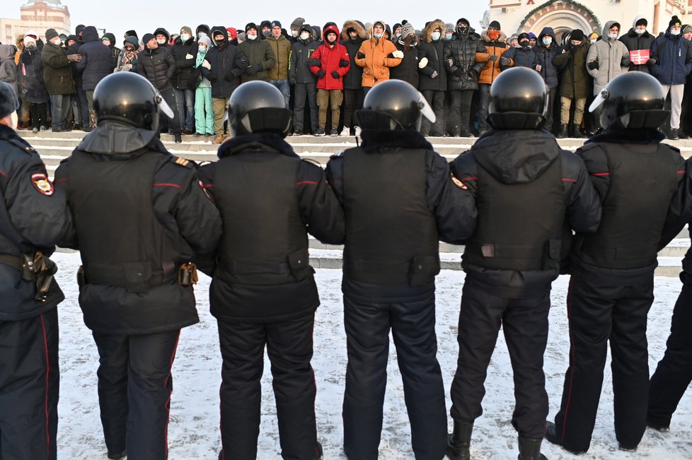 Při demonstracích na podporu Navalného bylo zatčeno přes 300 lidí, (23.01.2021).