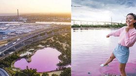 Přírodní úkaz v Austrálii: Komplet růžové jezero