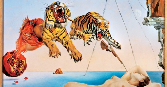 Sexuální fantazie Libidária by se jistě zamlouvaly i Salvadoru Dalímu (zde jeho Sen vyvolaný letem včely  kolem granátového jablka vteřinu před probuzením, 1944, olej na plátně, 51 × 40,5 cm) 