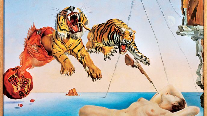 Sexuální fantazie Libidária by se jistě zamlouvaly i Salvadoru Dalímu (zde jeho Sen vyvolaný letem včely  kolem granátového jablka vteřinu před probuzením, 1944, olej na plátně, 51 × 40,5 cm) 