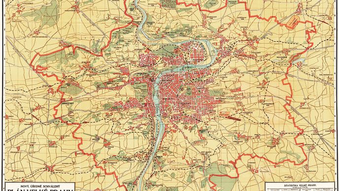 Mapa hlavního města po jeho rozšíření