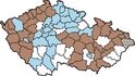 Voličské bašty Miloše Zemana (hnědá) a Jiřího Drahoše (modrá)