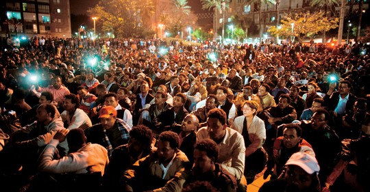 Protest Afričanů v Tel Avivu 28. prosince. S utečenci pochodovali ulicemi města i občané Izraele.