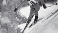 Franz Klammer na těžké sjezdovce v rakouském Kitzbühelu, kde několikrát slavně vyhrál závod Světového poháru