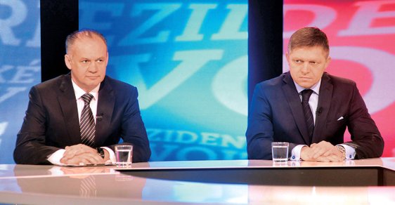 Andrej kiska a Robert Fico. Oba soupeři se do sebe pustili hned při prvním  televizním vystoupení po skončení prvního kola voleb.