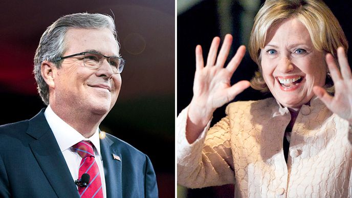 Jeb Bush  a Hillary  Clintonová Zatím hlavní favorité na prezidentské křeslo