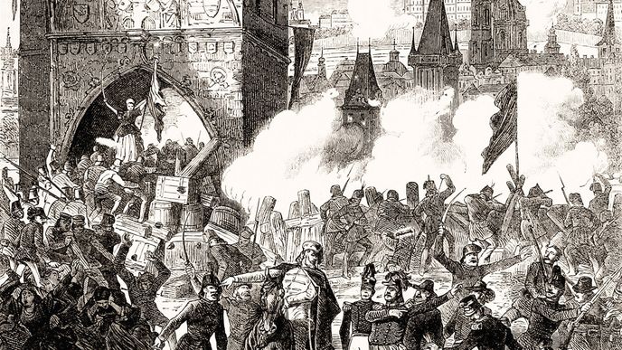 Revoluční dění v Praze, zprvu tak sametové, vyvrcholilo v polovině června povstáním, při němž zahynulo 43 lidí. Vážně byl také poškozen Karlův most, včetně Staroměstské mostecké věže, řady soch a celého okolí.