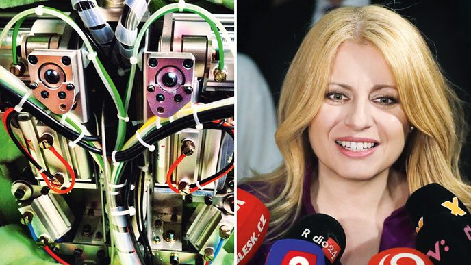 Původně pouze robot MD (monstrum dobra) 25474 (na snímku pohled do jeho útrob) dostal jméno Zuzana podle feny vrátného ve vědeckém kampusu a Čaputová podle nevlastní dcery hlavy mikročipového týmu pana Mira Čaputy