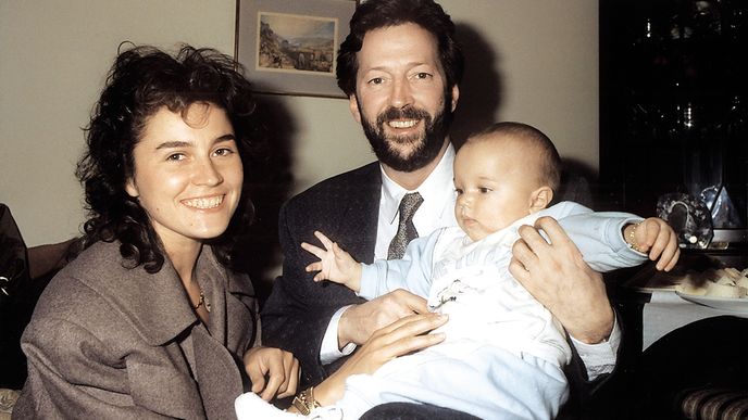Eric Clapton se synem Conorem a jeho matkou, italskou modelkou Lorou Del Santo