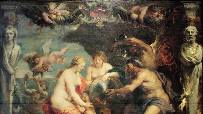 Petrus Paulus Rubens, Thetis přijímá od Héfaista Achillovu zbroj, 1630/35, olej, dřevo, 107,6 × 126,1 cm, Musée des Beaux-Arts de Pau Petrus Paulus Rubens, Thetis přijímá od Héfaista Achillovu zbroj, 1630/35, olej, dřevo, 107,6 × 126,1 cm, Musée des Beaux-Arts de Pau