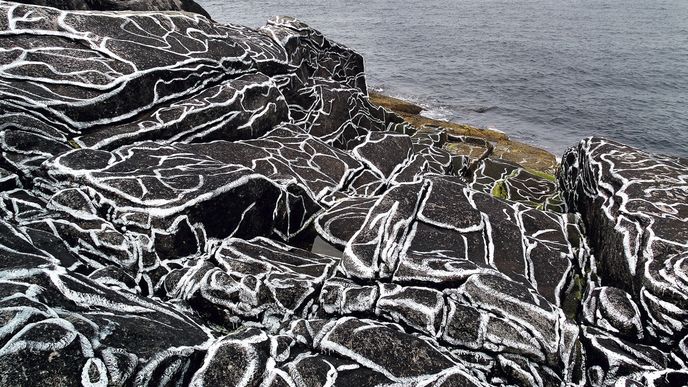 Nord, malba na skálu, Nordkapp, Norsko, 2017