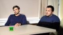 Anatolij Čepiga a Alexandr Miškin při televizním interview