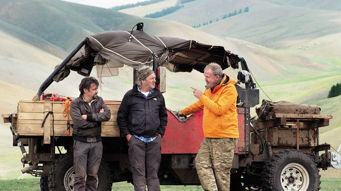 Zleva: James May, Richard Hammond a Jeremy Clarkson