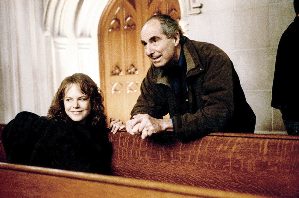 Philip Roth s Nicole Kidmanovou v průběhu natáčení Lidské skvrny (2003)