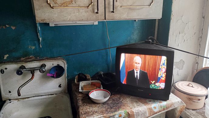 Televizní výzva prezidenta Putina, ve které obviňuje šéfa wagnerovců Jevgenije Prigožina z podněcování „ozbrojené vzpoury“. Sobota, 24. června 2023, Rusko.