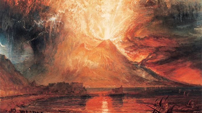 Erupce Vesuvu roku 1817 na obraze od Williama Turnera