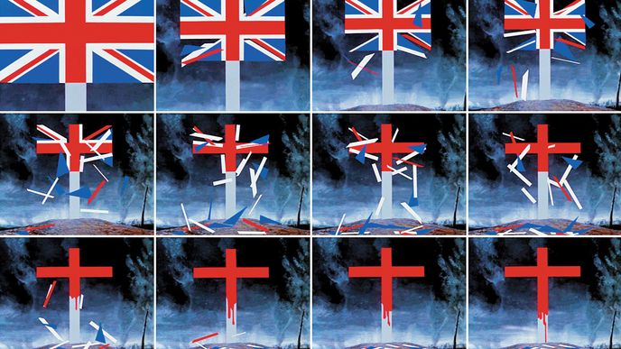 Rozpad Británie, jak jej ztvárnil výtvarník Gerald Scarfe ve filmu The Wall