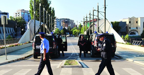 Checkpoint v Kosovské Mitrovici