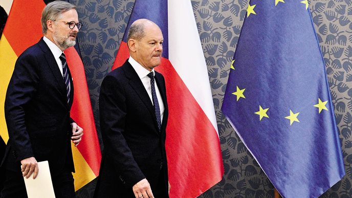 Kancléř Olaf Scholz po jednání s premiérem Petrem Fialou podporu celoevropskému zastropování cen jednoznačně neslíbil